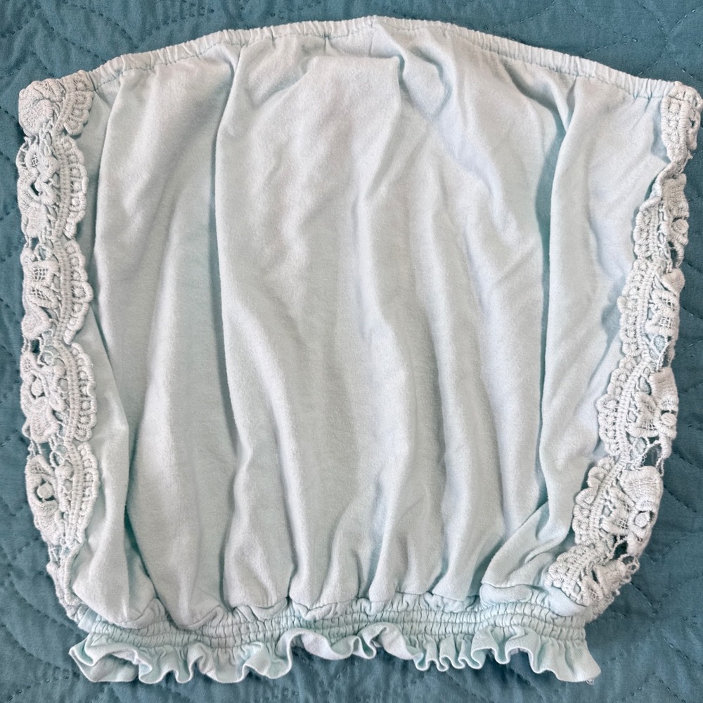 O'Neill Tube Top Crochet Trim Sleeveless Casual Blue Crop Top Boho‎ Beach Surf S